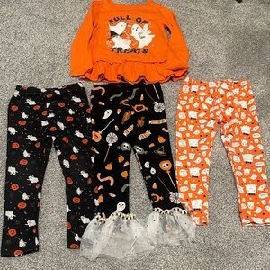 Halloween Print 3T Toddler‎ Bundle leggings and long sleeve peplum